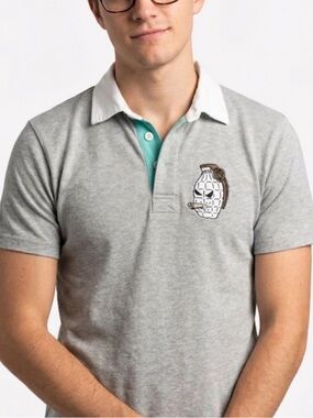 Y2K Kidrobot Frank Kozik Smorkin Grenade Polo Shirt Archival Streetwear M/L